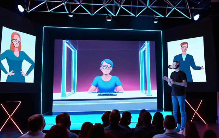 **Image Prompt 1: Holographic Display Quality Issues**
"Create an illustration depicting a holographic display with blurry images and distortion. Show a presenter trying to engage an audience, but the audience appears distracted by the unclear visuals. Include elements that represent low resolution and technological limitations."